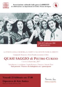 Locandina presentazione Quasi saggio, di Pietro Curzio