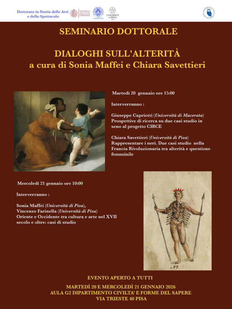 Locandina del seminario dottorale Dialoghi sull'alterità, 20-21 gennaio 2026